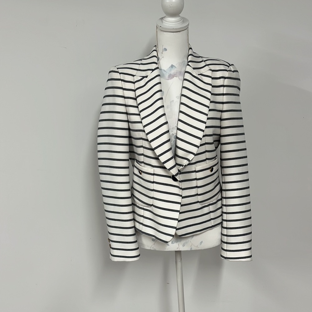 NWOT Zara Basic Navy Strip Blazer